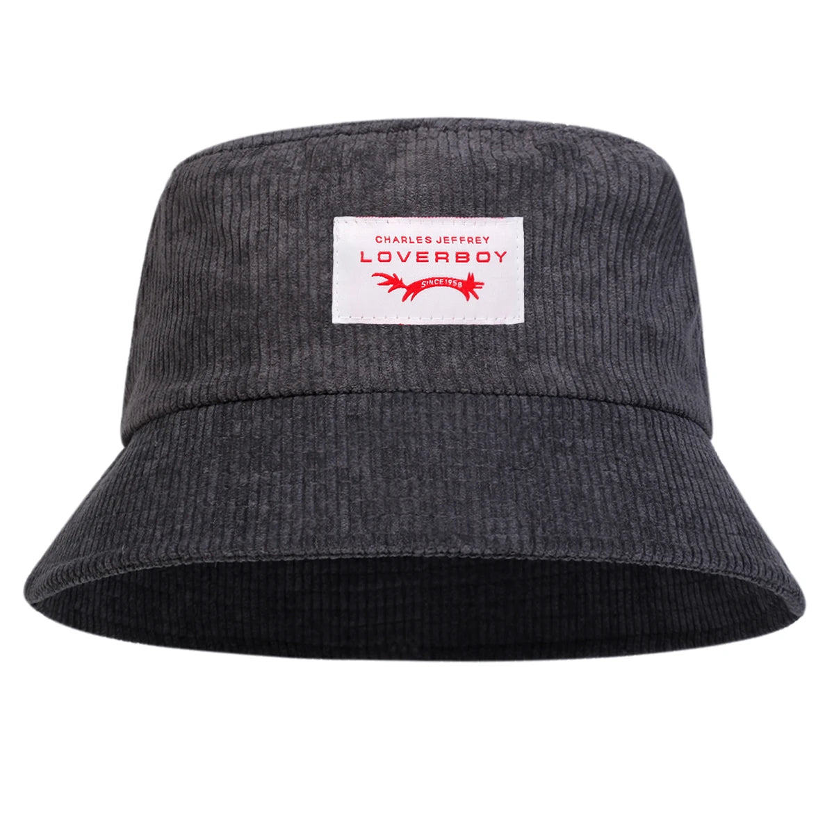 Unisex LOVERBOY Sewing Label Personality Corduroy Bucket Hats Fishermen Caps