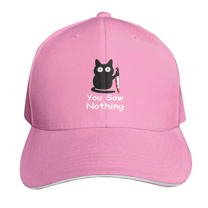 Black Cat Murder Cat You Saw Nothing Cap Fashion Casual Baseball Caps