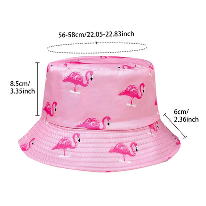 Cartoon Flamingo Print Bucket Hat Lightweight Design Foldable Sun Hat
