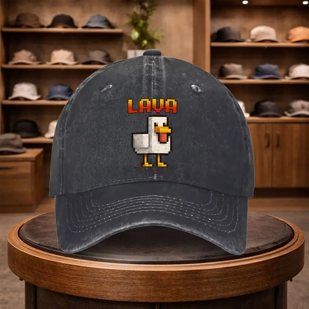 A Men'S Pixelated Lava Chick Baseball Cap