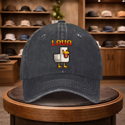 A Men'S Pixelated Lava Chick Baseball Cap
