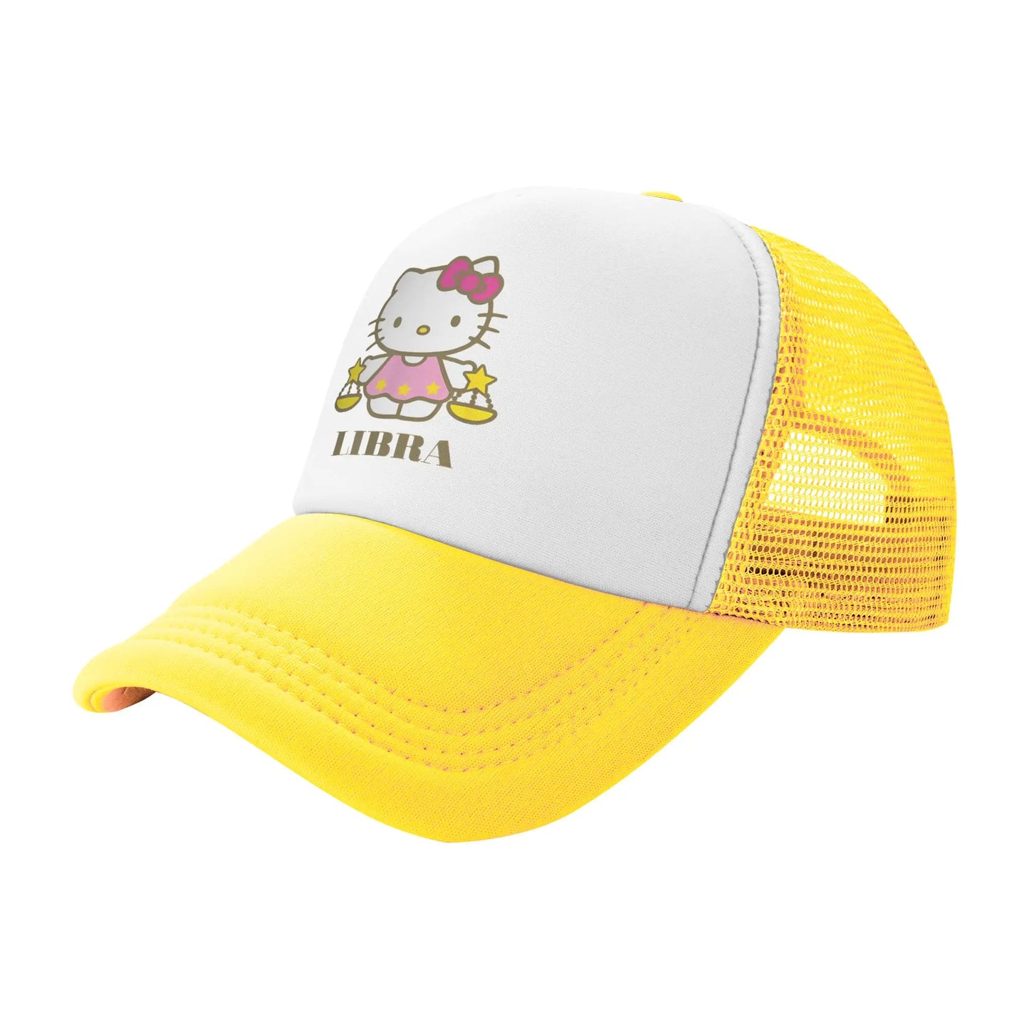 Hello Kitty Zodiac Libra Mesh Baseball Cap Hip-Hop Sun Hat Dad Hat Breathable