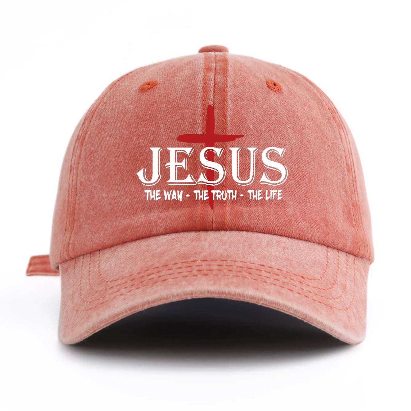 JESUS CROSS Print Washed Baseball Cap