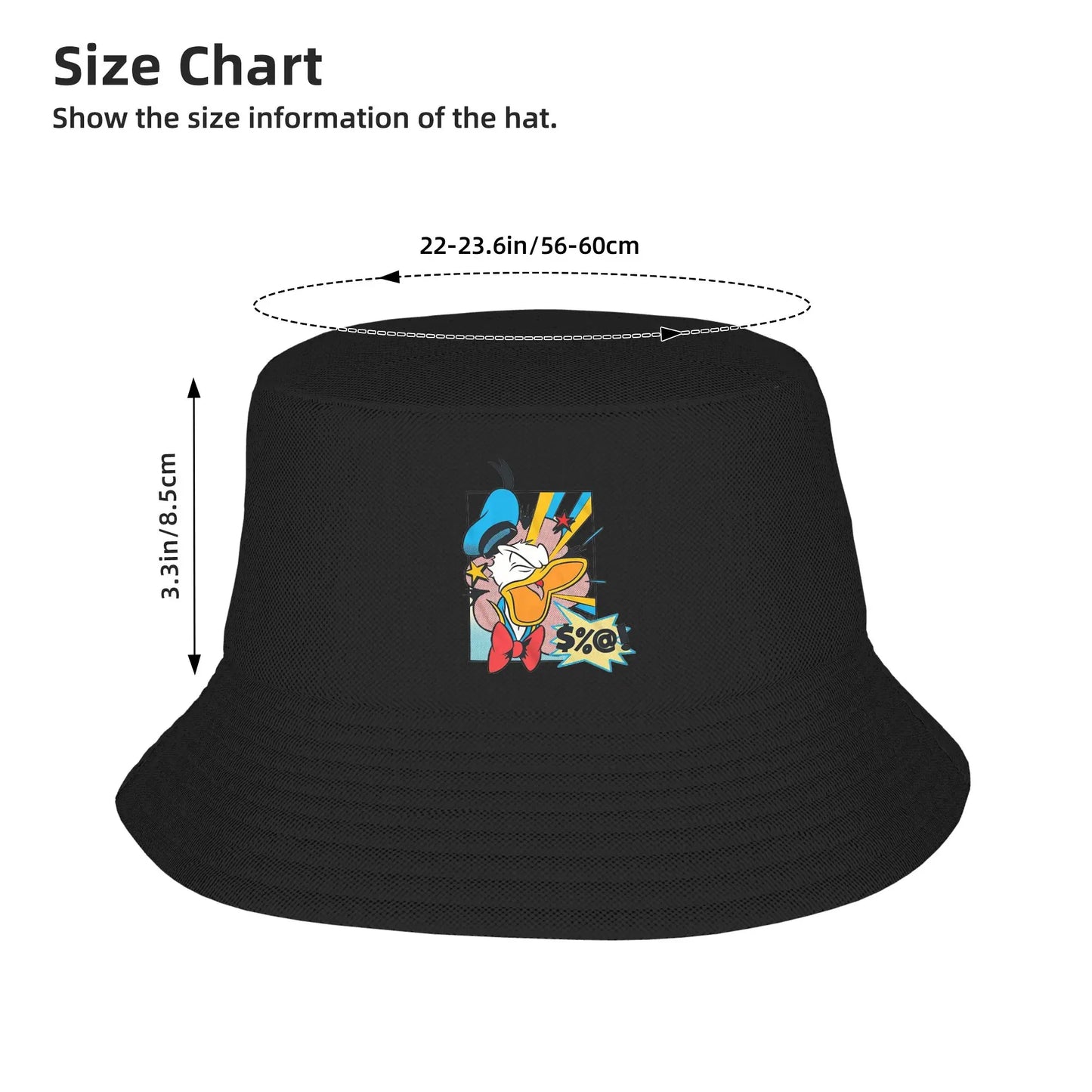 Unisex Bucket Hats Cartoon Donald Duck Vintage Beach Hatwear