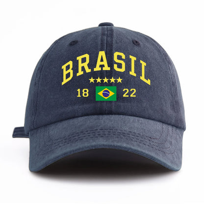 BRASIL Print Washed Baseball Cap For Adults