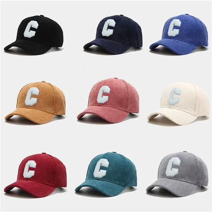 New Corduroy Baseball Cap Ladirs Fashion C Letter Baseball Caps