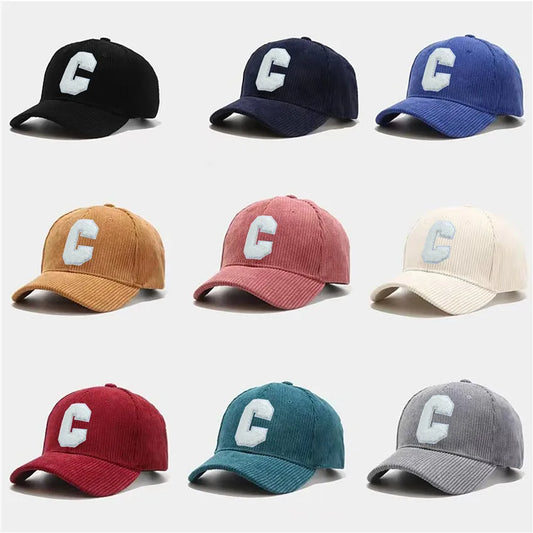 New Corduroy Baseball Cap Ladirs Fashion C Letter Baseball Caps
