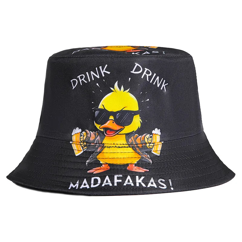 Rock Street Style Duck Chicken Letter Beer Bucket Hat