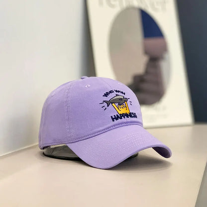 Baseball Cap Women Men Cat Fish Embroidery Snapback Hats For Women