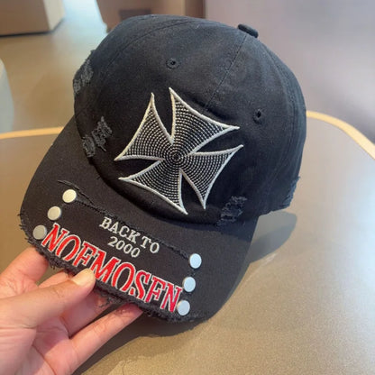 Broken Style Bull's-eye Cross Embroidery Baseball Hats
