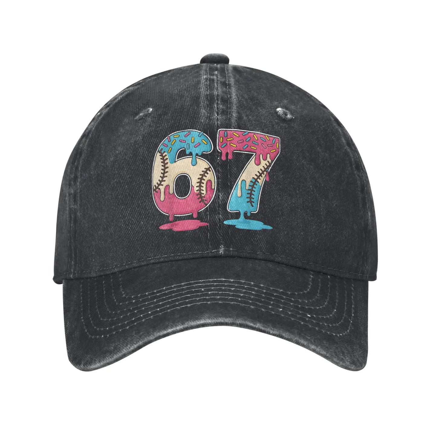 67 Ice Cream Drip Meme Funny Six Seven Gen Alpha Slang Baseball Cap