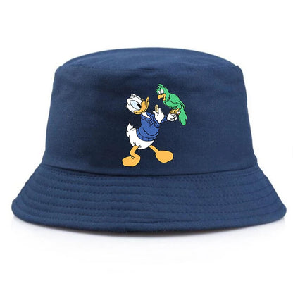 Donald Duck Bucket Hat Daily Hip Hop Amusing Cartoon Vintage Stylish Fisherman Cap