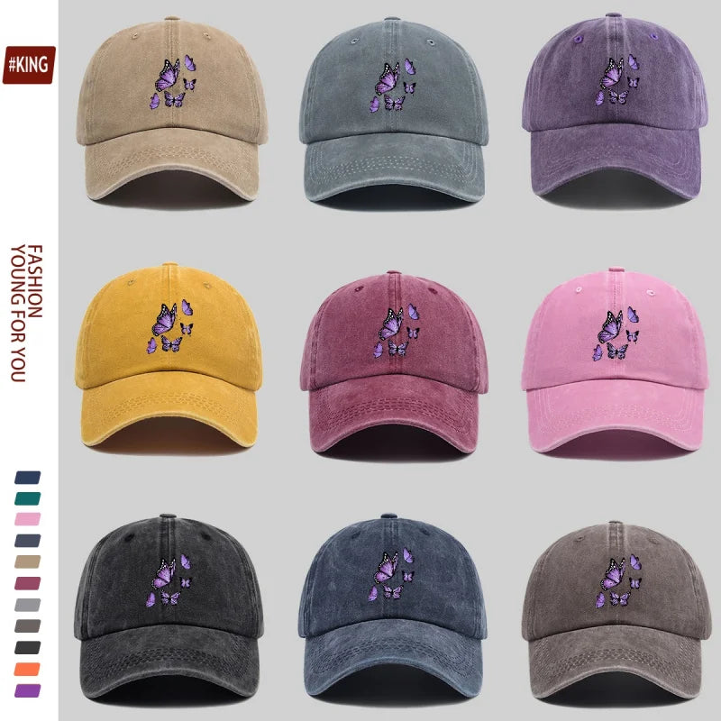 New Simple Versatile Butterfly Print Baseball Cap