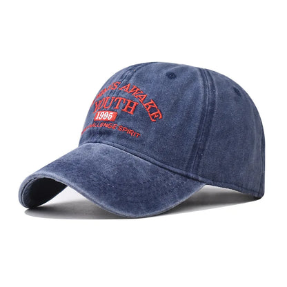 Unisex Washed Cotton Caps Letter Embroidery Vintage Baseball Cap