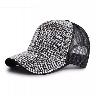 Baseball Cap Women Full Rhinestone Beads Mesh Cap Street Fashion