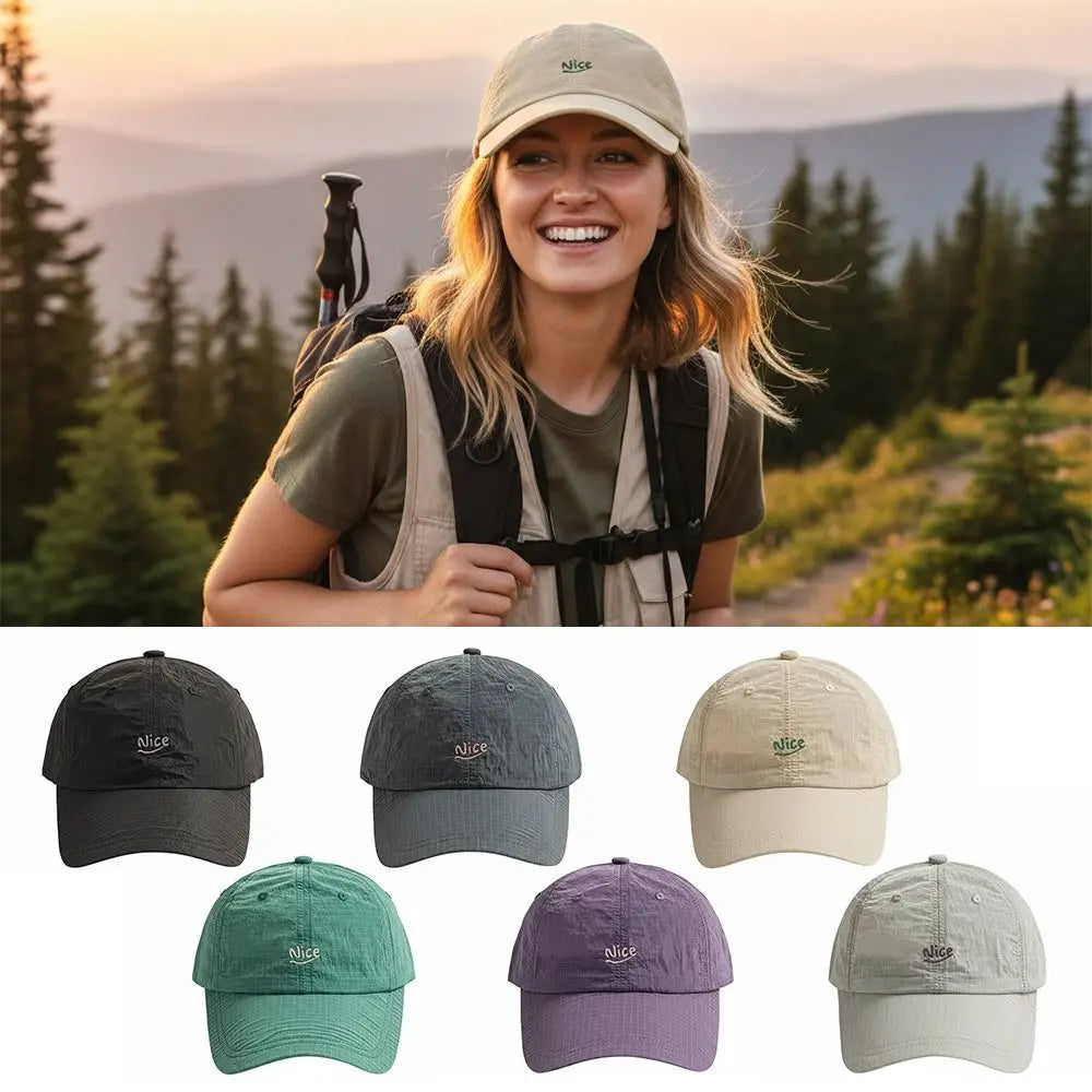 Fashion Plaid Thin Sun Cap Quick-drying Letter Embroidery Sports Running Cap Baseball Cap