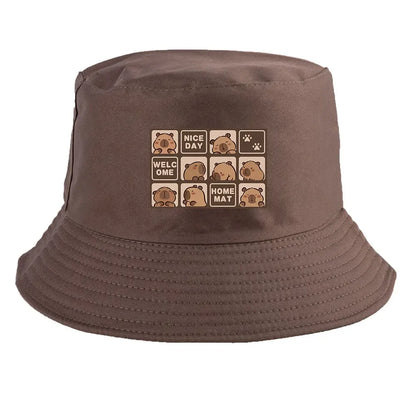 Summer Spring Ladies Cotton Korean Casual  Sunprotection Capybara Bucket Hat