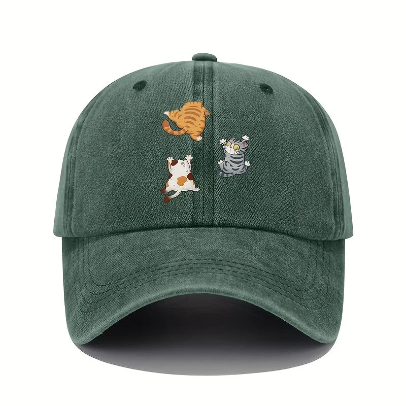 The cute Style Of The Three Cat Printed Baseball Cap