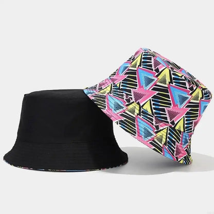 M6CD Fisherman Hat 80s 90s Bucket Hat Cloche Geometric Bucket Hat