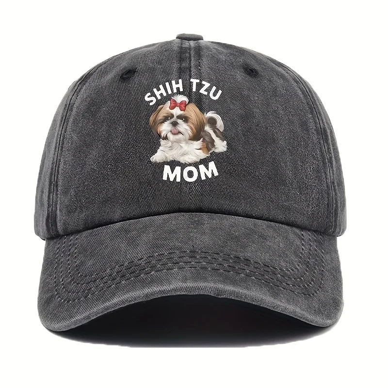 Shih Tzu Mom Red Bow Tie Baseball Cap
