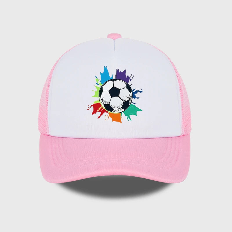 Colorful Soccer Splash Print Sponge Mesh Cap Baseball Cap