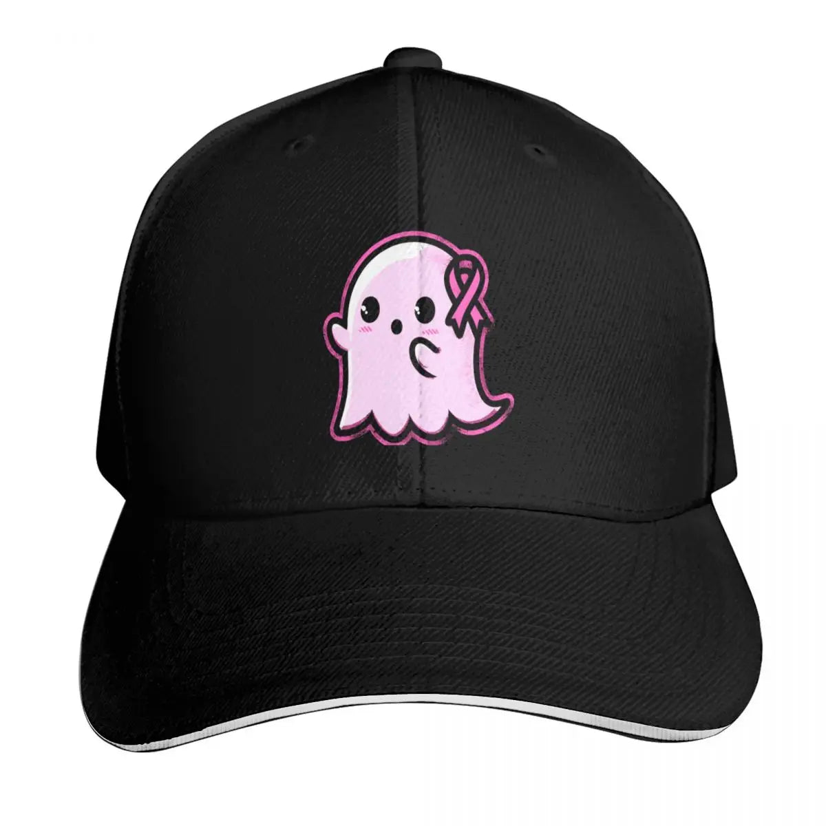 Pink Ribbon Ghost Charm Baseball Cap