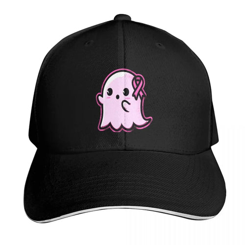 Pink Ribbon Ghost Charm Baseball Cap
