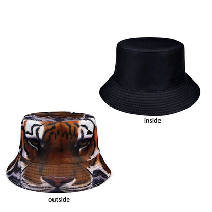 Tiger Pattern Double-Sided Bucket Hat