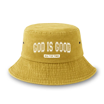 Reversible God Is Good Printed Washed Fisherman Hat Bucket Hat