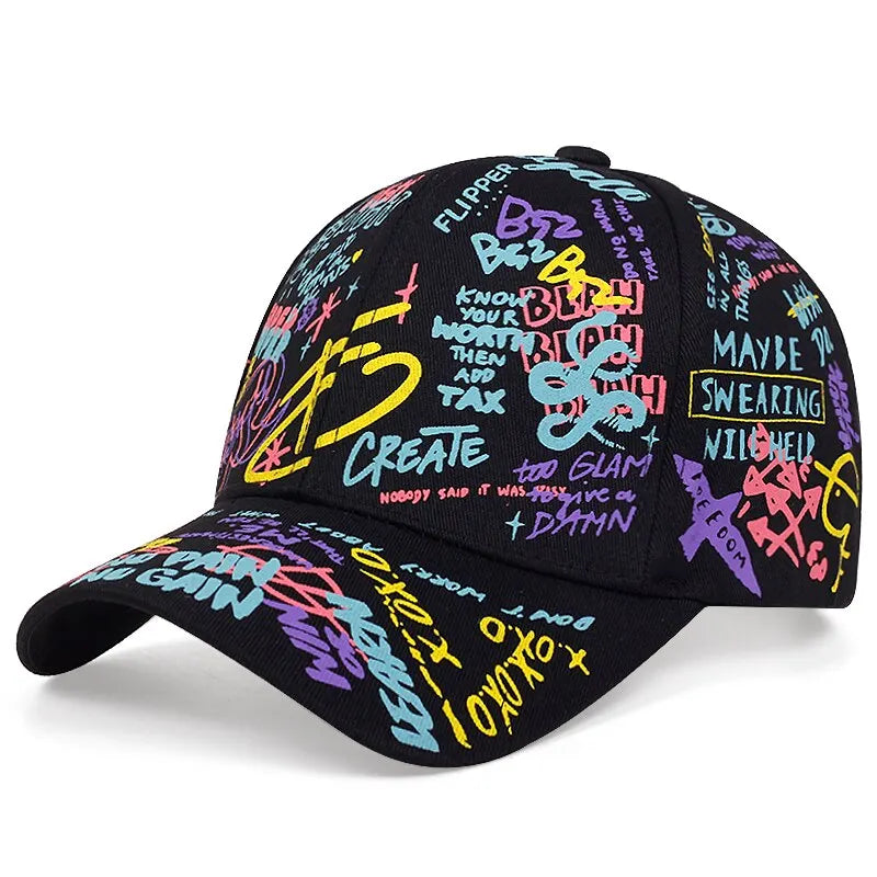 Unisex Letter Graffiti Printing Baseball Caps Spring Autumn Outdoor