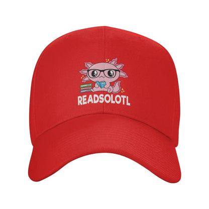 Readsolotl Axolotl Book Lover Funny Reading Baseball Cap