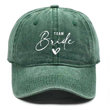 Washed Distressed Snapback Text Team Bride Printed Baseball Hat