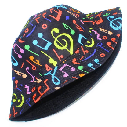 Adorable Musical Note Pattern Fisherman Hat Colorful Graffiti Hip Hop Bucket Hat for Men Women