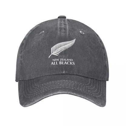New Zealand All Blacks Unisex Baseball Cap Rugby Worldcup Sports Distressed Denim