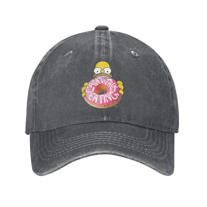 The S-Simpson Homer Can't Talk Eating Donut Baseball Cap