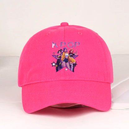 K-POP Cartoon Girl Group Star Print Soft-Peak Baseball Cap