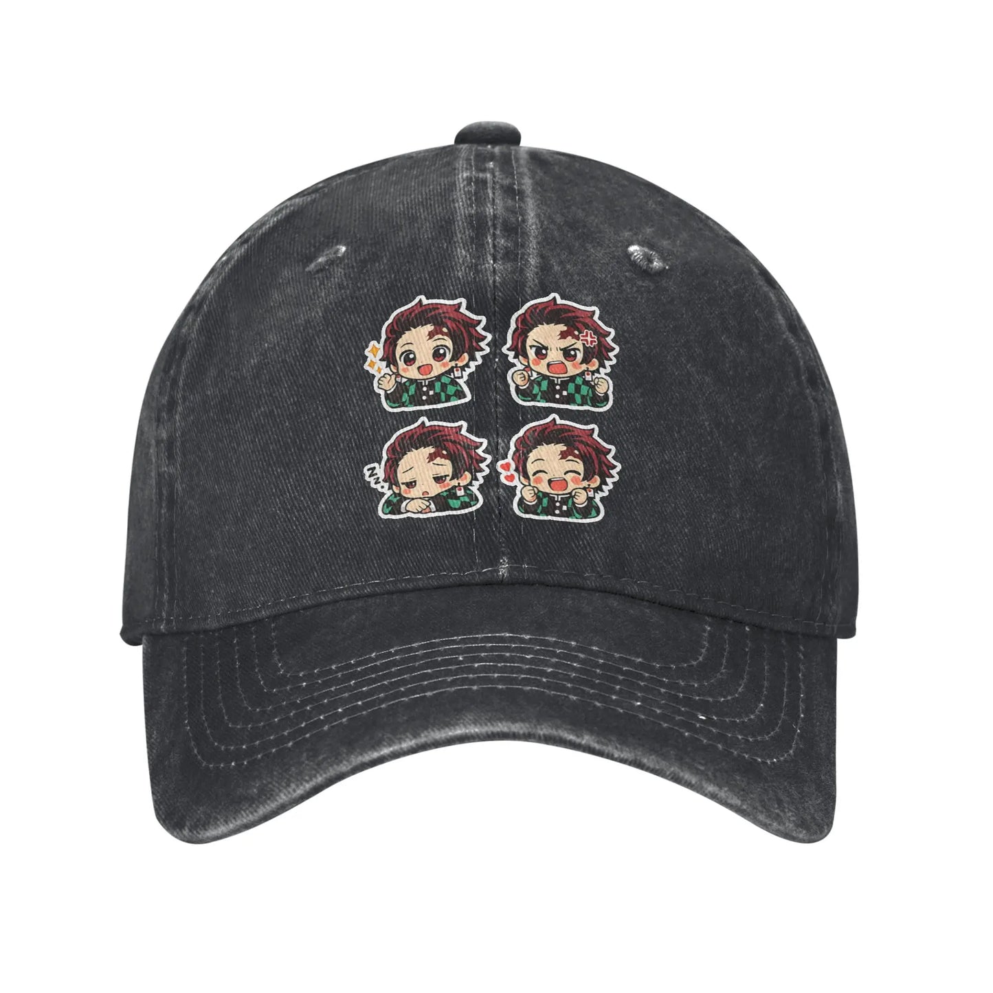 Demon Slayer  Multicolor Hat Peaked Women's Cap Chibi Tanjiro Kamado Baseball Hat
