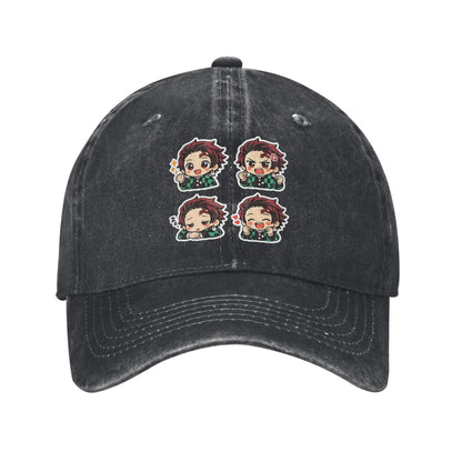 Demon Slayer  Multicolor Hat Peaked Women's Cap Chibi Tanjiro Kamado Baseball Hat