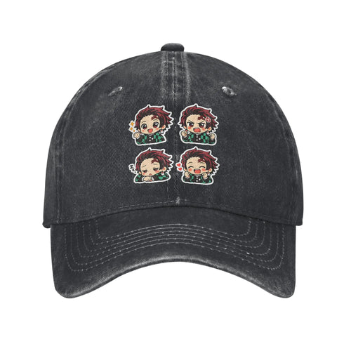 Demon Slayer  Multicolor Hat Peaked Women's Cap Chibi Tanjiro Kamado Baseball Hat