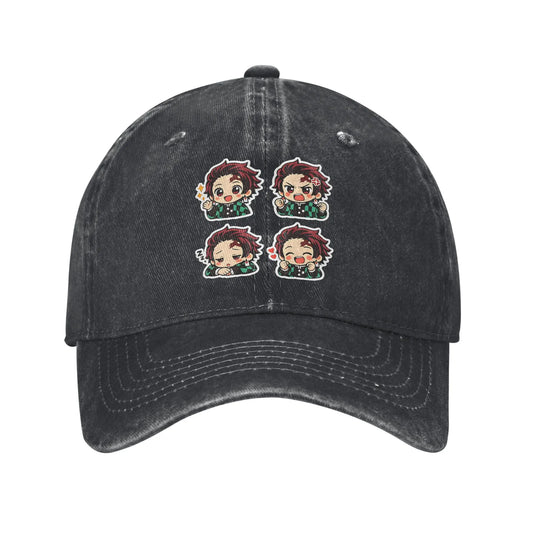 Demon Slayer  Multicolor Hat Peaked Women's Cap Chibi Tanjiro Kamado Baseball Hat