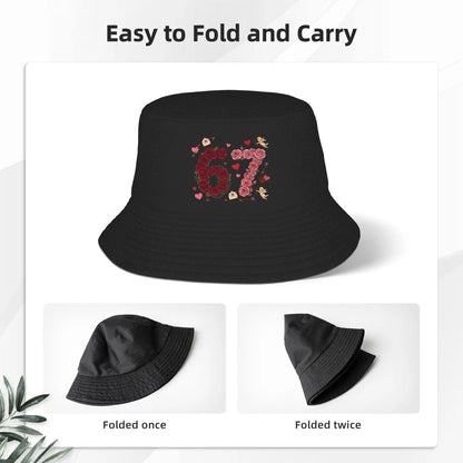 67 Valentines Day Rose Flowers Cupid Hearts Bucket Hat