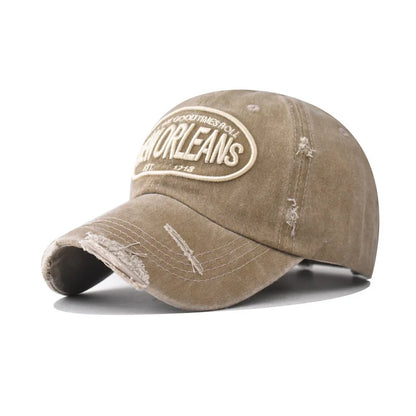 Vintage Washable Cowboy Baseball Cap Embroidery for Men Women Worn Out Hip Hop Caps