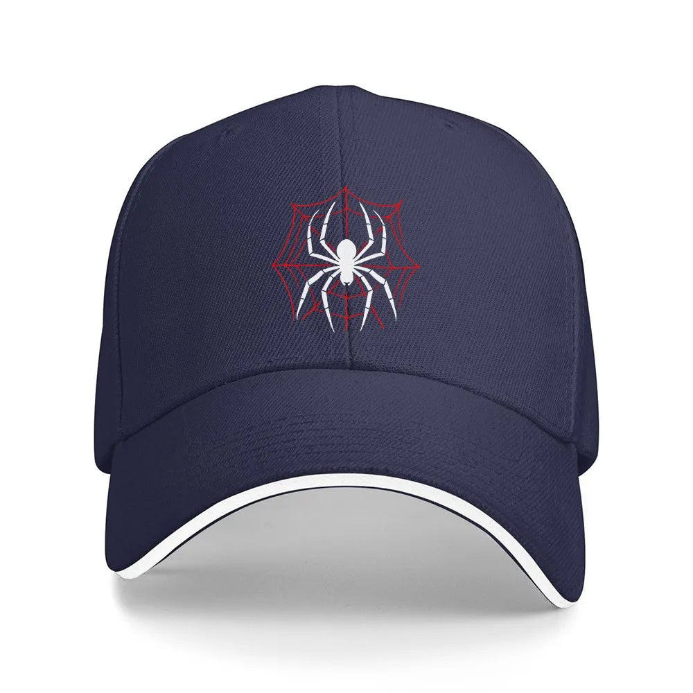 Spider Web Graphic Baseball Cap Black Polyester