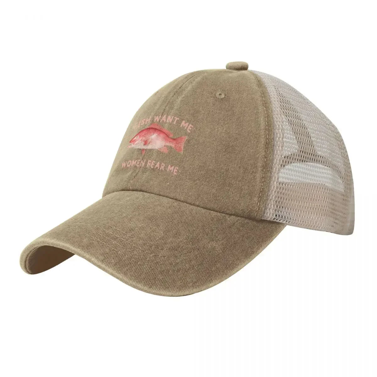 Fish Want Me Women Fear Me Cowboy Mesh Baseball Cap