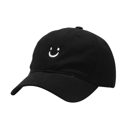 Soft Cotton Baseball Cap for Women Men Smile Face Embroidery