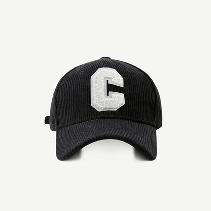 Corduroy Baseball Cap Ladies Fashion C Letter Snapback Hat Adjustable Casual Hip Hop Cap For Men