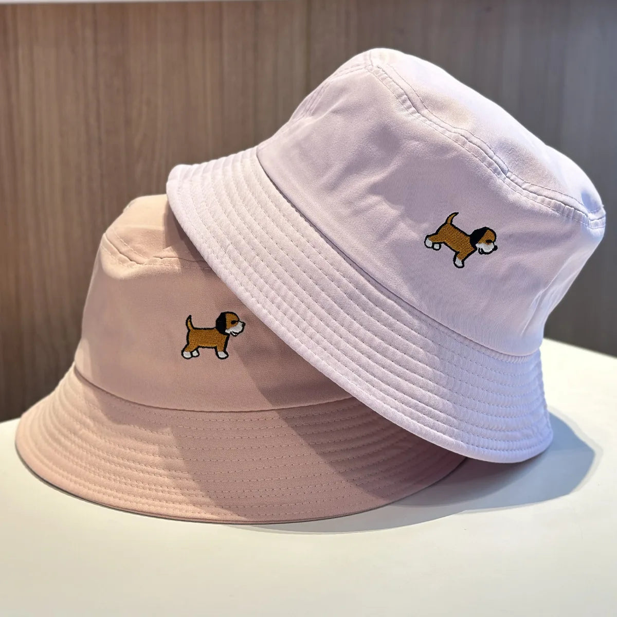 And Simple Embroidered Puppy Fisherman Hats Bucket Hat