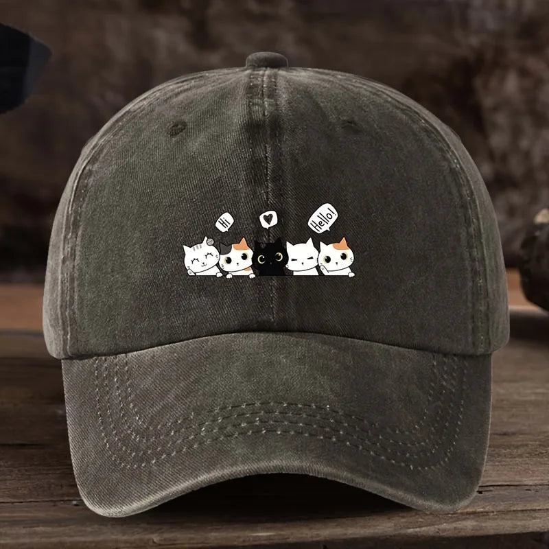 Cute Five Kittens Printed Baseball Hat