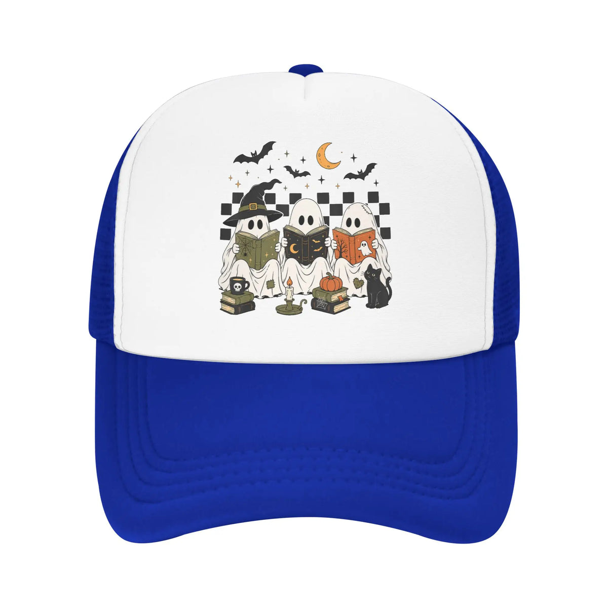 Halloween Ghost Reading Books Witch Cat Baseball Caps