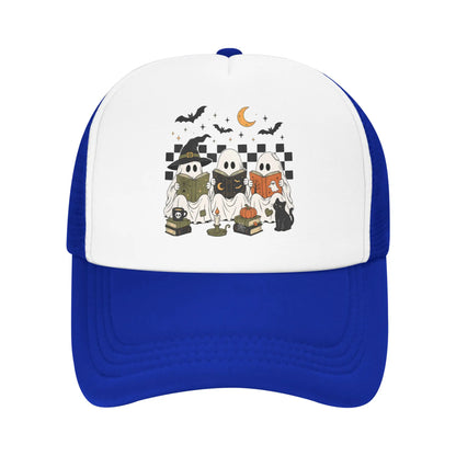 Halloween Ghost Reading Books Witch Cat Baseball Caps